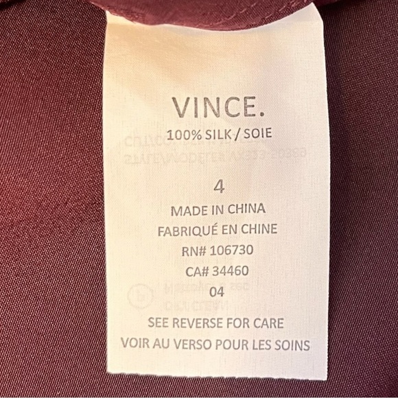 Vince Designer Burgundy Silk Shirt Dress - Picture 16 of 16